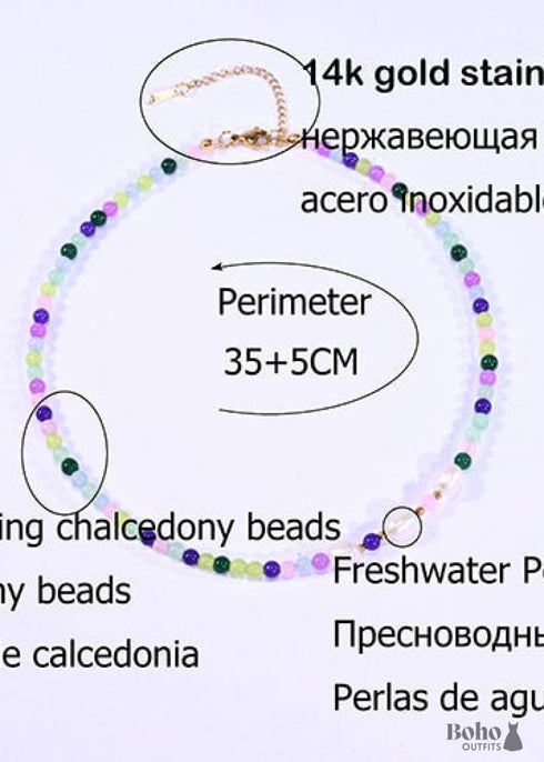 Boho Necklace, Seed Bead Choker, Crystal Pearl